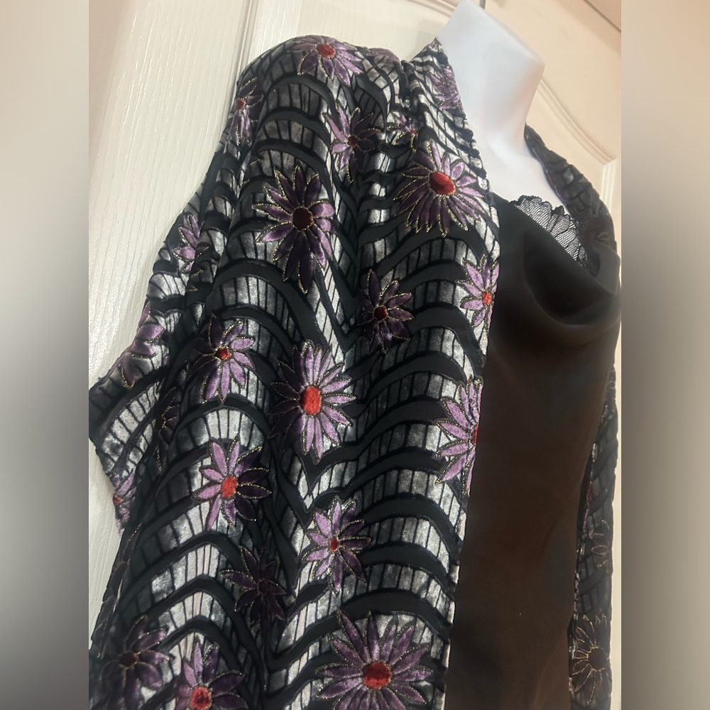 Black And Purple Shawl with Fringe